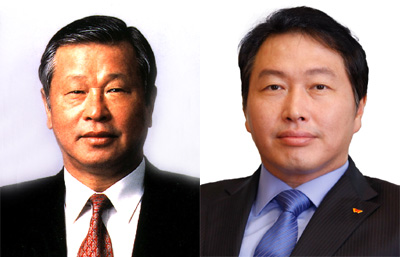 고(故) 최종현 SK 선대회장(왼쪽)과 최태원 SK 회장(사진=SK)