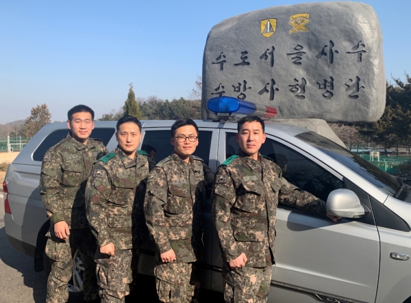 (왼쪽부터) 진석렬 상병, 임차돌 중사, 박종궁 대위, 전승근 대위.(사진=LG복지재단)