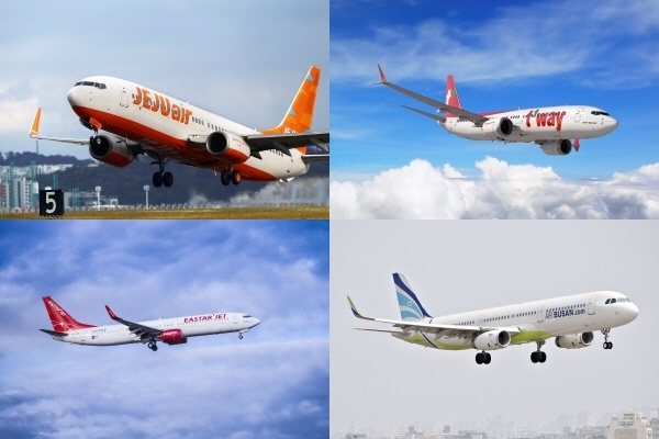 제주항공, 이스타항공, 에어부산, 티웨이항공 (시계방향 순서). (사진=각 사)