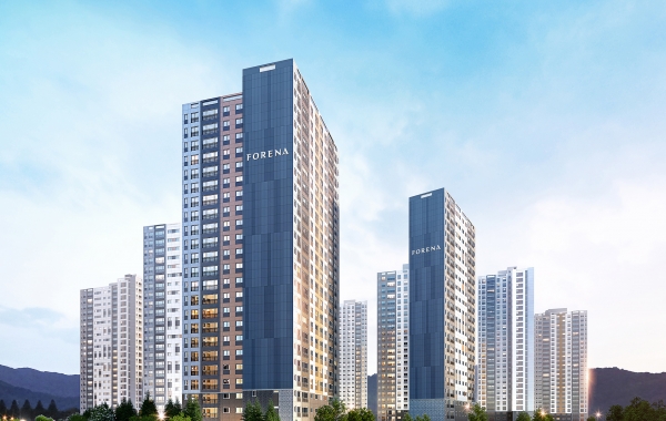 한화건설이 새롭게 선보인 공동주택 통합브랜드 '포레나'가 적용된 단지 조감도.(사진=한화건설)