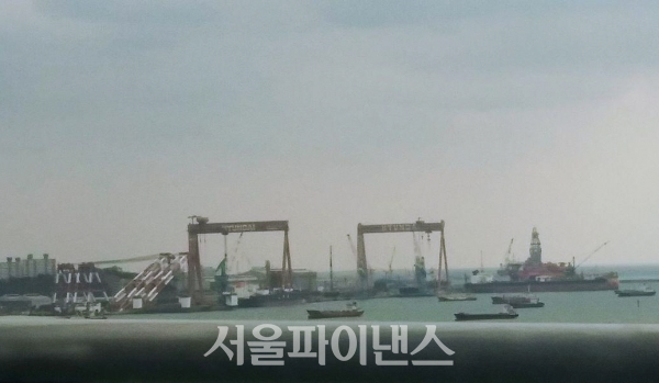 울산대교에서 바라본 현대중공업 사업장. (사진=김혜경 기자)