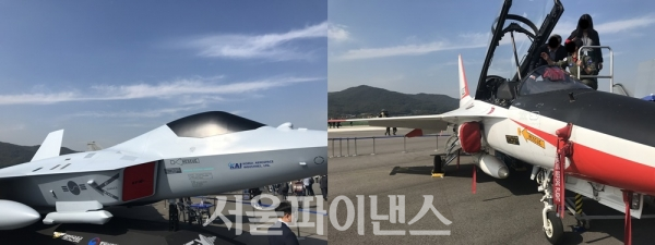 KF-X(왼쪽)과 T50.(사진=윤은식 기자)