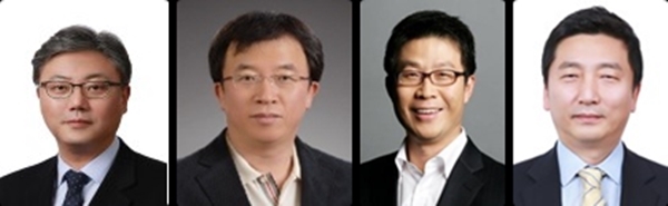 (왼쪽부터) 박성하 SK주식회사 C&C 사장, 차규탁 SK루브리컨츠 사장, 최진환 SK브로드밴드 사장, 이용욱 SK머터리얼즈 사장.(사진=SK그룹)