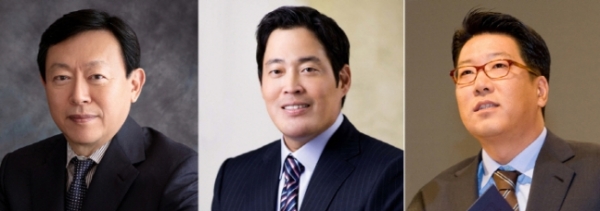 신동빈 롯데그룹 회장(왼쪽), 정용진 신세계그룹 부회장(가운데), 정지선 현대백화점그룹 회장(오른쪽).(사진=각 사)