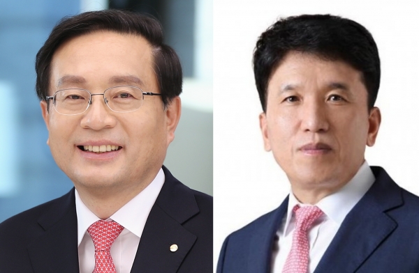 손태승 우리금융지주 회장 겸 우리은행장(왼쪽)과 함영주 하나금융지주 부회장 (사진=각사)