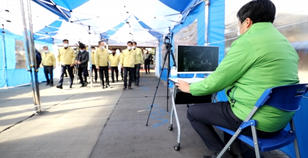 경마공원 고객 출입구에 있는 열화상카메라 집중측정센터.(사진=한국마사회)