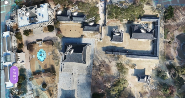 점프AR 앱 AR 덕수궁의 AR 지도. (사진=이호정 기자)