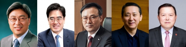 이인용 삼성전자 사장, 공영운 현대차 사장, 장동현 SK사장, 권영수 LG그룹 부회장, 황각규 롯데그룹 부회장 (사진=각 사)