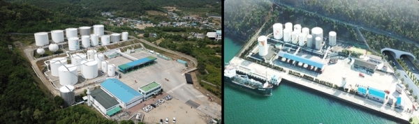 경산저유소(왼쪽)와 마산저유소.(사진=대한송유관공사)