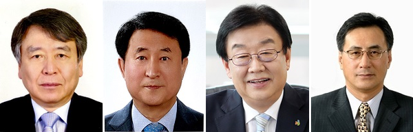 (왼쪽부터)구교형 그룹 경영기획본부장 부회장, 이성택 DB생명 및 DB금융연구소 부회장, 김정남 DB손해보험 대표이사 부회장, 최창식 DB하이텍 대표이사 부회장. (사진=DB그룹)