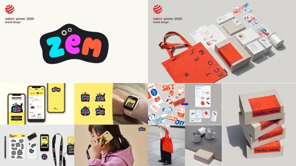 SK텔레콤은 '2020 레드닷 디자인 어워드' 브랜드&커뮤니케이션 부문에서 자사의 키즈 브랜드 '잼(ZEM)'(왼쪽)과 신규 입사자들을 위한 온보딩 키트가 본상을 수상하며 2관왕을 달성했다고 23일 밝혔다. (사진=SK텔레콤)