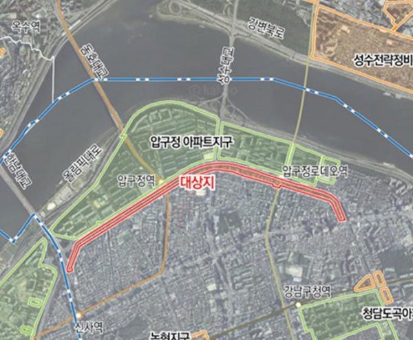 강남구 신사·청담동 압구정로변 위치도. (사진= 서울시)