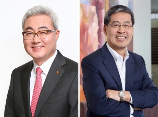 김준 SK이노베이션 사장(왼쪽)과 신학철 LG화학 부회장 (사진=각 사)