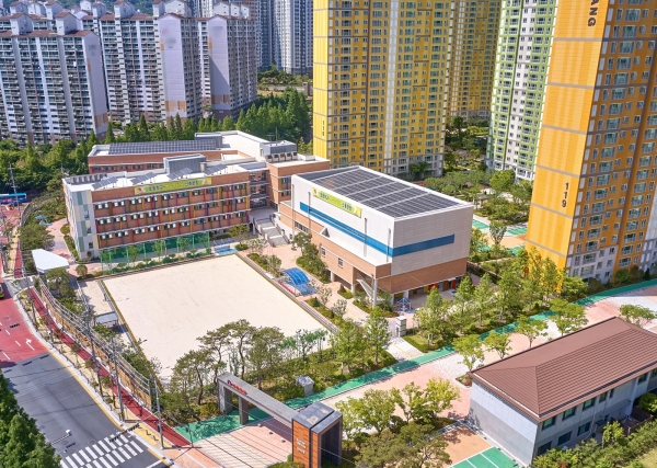 창원월영 ‘마린애시앙’의 단지 내에 개교가 확정된 고운초등학교 전경.(사진=부영주택)