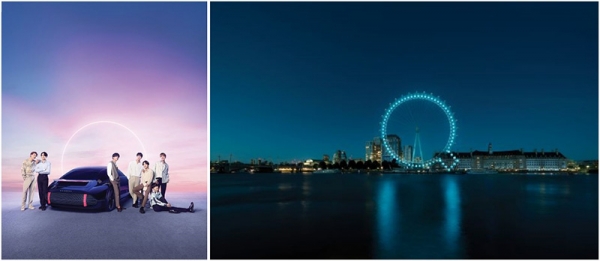 Hyundai BTS: BTS x IONIQ 이미지 와 Hyundai The London Eye: IONIQ 브랜드 런칭 캠페인 (사진= 현대자동차)
