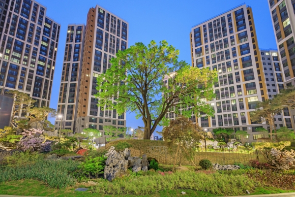 서울 응암동 '녹번역 e편한세상 캐슬' 내 살구나무 전경. (사진= 대림산업)