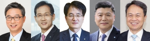 왼쪽부터 허인 KB국민은행장, 지성규 하나은행장, 손병환 NH농협은행장, 권광석 우리은행장, 진옥동 신한은행장. (사진=연합뉴스)