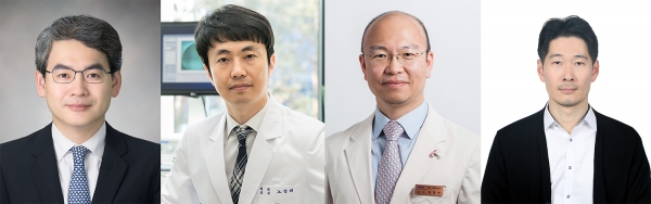 (왼쪽부터) 두산연강외과학술상 수상자 서울대병원 박도중 교수, 이대서울병원 노경태 조교수, 삼성서울병원 이정언 교수, 강동경희대병원 김창우 부교수 (사진=두산연강재단)