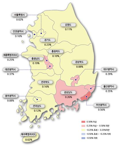 시도별 매매가격지수 변동률. (사진= 한국감정원)