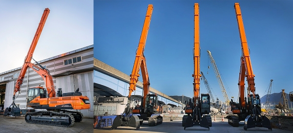 두산인프라코어의 특수장비 '텔레스코픽 디퍼'는 지하 30미터까지 굴착·상차작업이 가능한 장비다. (사진=두산인프라코어)