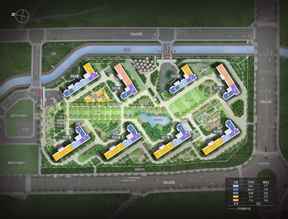 충북 청주시 흥덕구 가경동 '가경 아이파크 5단지' 단지 배치도. (사진= HDC현대산업개발)