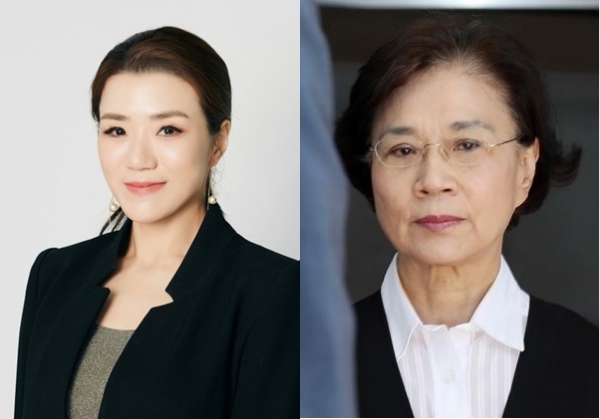 조현민 한진 부사장(사진 왼쪽)과 이명희 정석기업 고문. (사진=연합뉴스)