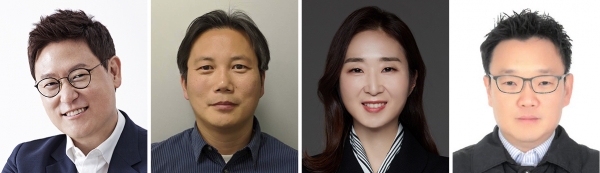 (왼쪽부터)데니스 홍 미국 로스앤젤레스 캘리포니아대학(UCLA) 교수, 한보형 서울대학교 전기정보공학부 교수, 배순민 AI2XL 연구소장, 이상호 AI 로봇사업단장. (사진=KT)