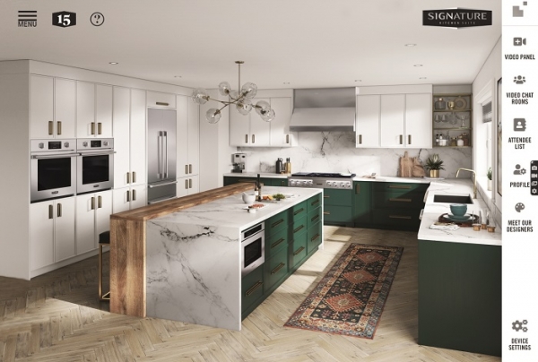 LG전자가 미국 현지시간 9일부터 12일까지 온라인으로 열리는 KBIS(The Kitchen & Bath Industry Show) 2021에 참가한다. 사진은 LG전자가 운영하는 가상 전시관 가운데 超프리미엄 빌트인 '시그니처 키친 스위트'. (사진=LG전자)