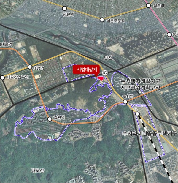서울 수서동 '수서택지개발지구 지구단위계획구역' 일대 도시계획시설 위치도. (사진= 서울시)