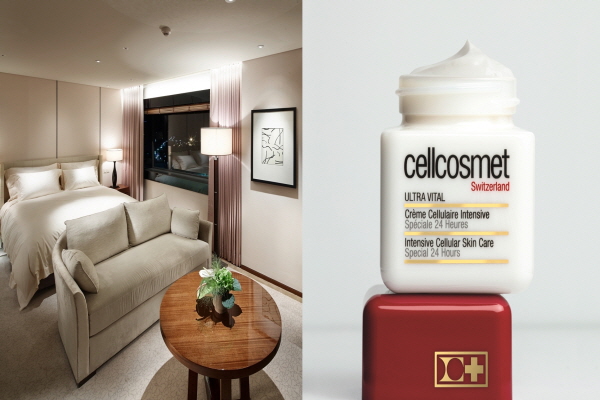 호텔신라가 셀코스메트와 협업 마케팅을 펼친다. 왼쪽부터 서울신라호텔 비즈니스 디럭스 룸, 셀코스메트 셀룰라 크림. (사진=호텔신라)