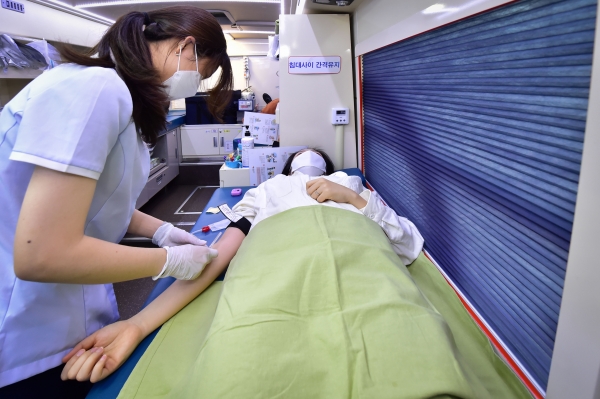 서울 마곡 LG사이언스파크에서 릴레이 헌혈캠페인이 진행되고 있다. (사진=LG화학)