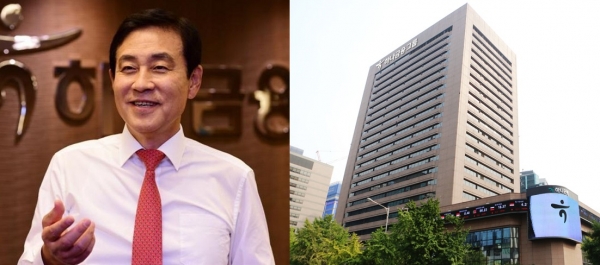 김정태 하나금융 회장과 하나금융그룹 명동 사옥. (사진=하나금융)