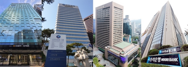 (왼쪽부터) KB금융그룹, 신한금융그룹, 하나금융그룹, 우리금융그룹 사옥 전경 (사진=각 사)