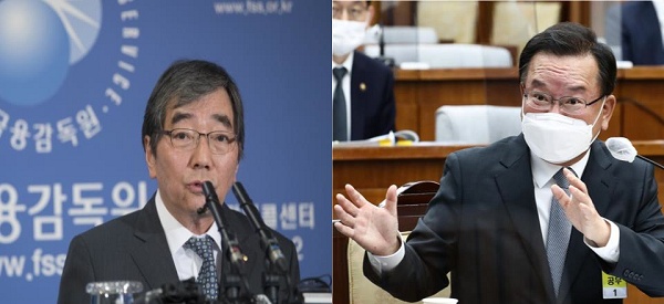 왼쪽부터 윤석헌 금융감독원장·김부겸 국무총리 후보자 (사진=서울파이낸스DB·연합뉴스)