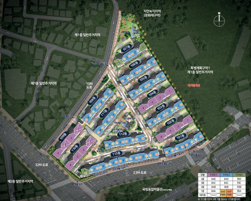 힐스테이트 수원 테라스 단지 배치도. (사진=현대엔지니어링)