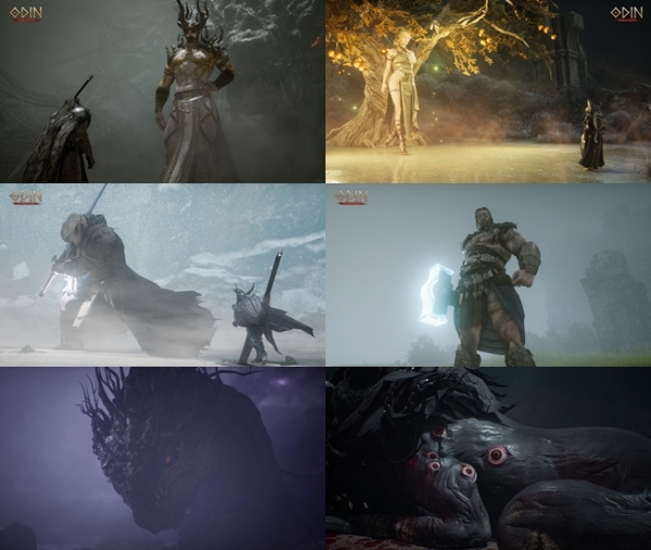 (왼쪽 위부터 시계방향) 신 '로키', '이둔', '토르', 몬스터 '펜리르', '요르문간드', 신 '티르' (사진=카카오게임즈)