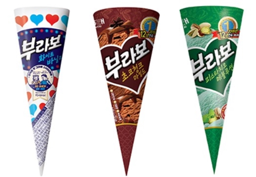 부라보콘 화이트바닐라·초코청크·피스타치오 (사진=해태아이스크림 홈페이지)
