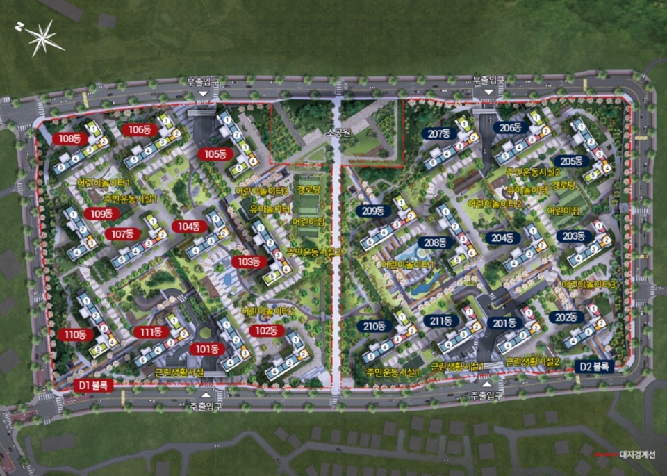 힐스테이트 용인 고진역 단지 배치도. (사진=현대엔지니어링)