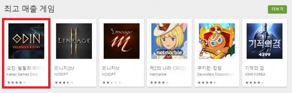 카카오게임즈 모바일 MMORPG '오딘 발할라 라이징' 구글플레이 매출 1위. (사진=카카오게임즈)