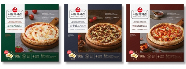 서울피자관 토마토치즈·차돌불고기·매콤닭갈비 피자 (사진=서울우유협동조합)