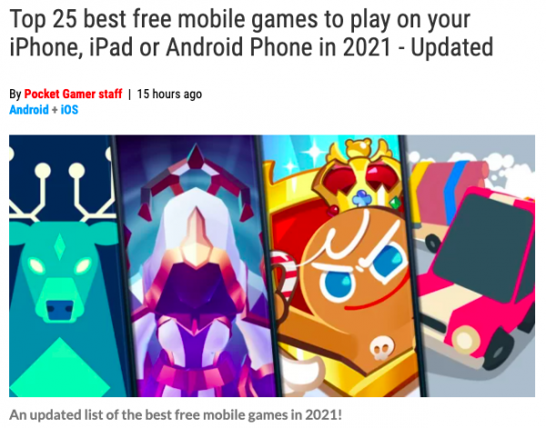 쿠키런 킹덤, 포켓게이머 선정 무료 모바일게임 톱25 기사 갈무리. (사진=데브시스터즈)