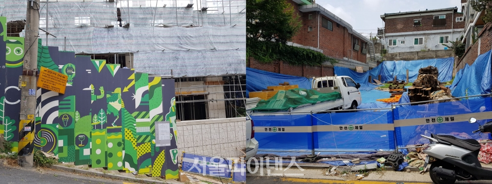 성북5구역 내 곳곳에서 신축건물 공사가 이뤄지는 모습. (사진=노제욱 기자)