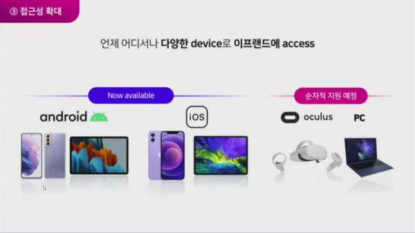 VR 디바이스 등 다양한 플랫폼으로 서비스 확대. (사진=SK텔레콤 간담회 갈무리)
