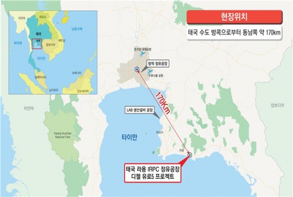 태국 정유공장 디젤 유로 5 프로젝트 현장 위치도. (사진=현대엔지니어링)