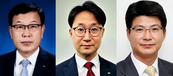 (왼쪽부터) 신용보증기금 김동완 신임 전무이사, 심현구 신임 상임이사, 이성주 신임 상임이사 (자료=신용보증기금)