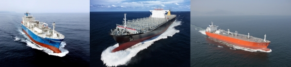 (왼쪽부터) 한국조선해양, 삼성중공업, 대우조선해양 선박. (사진=각 사)