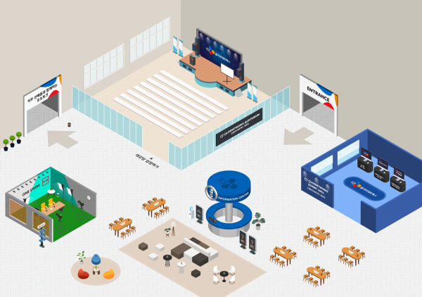 메타버스 플랫폼을 이용한 온라인 채용설명회 모습. (사진=CJ올리브네트웍스)