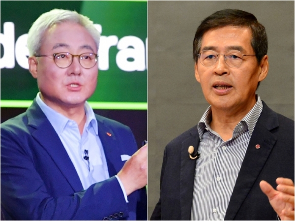 김준 SK이노베이션 총괄사장(왼쪽)과 신학철 LG화학 부회장 (사진=각 사)
