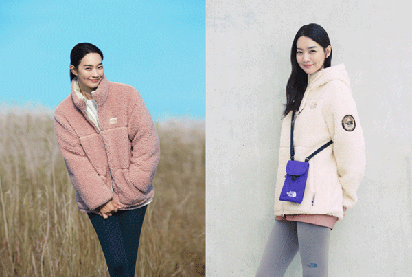 노스페이스 모델 신민아가 '친환경 플리스'를 선보이는 화보. (사진=영원아웃도어) 