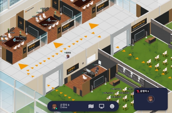 한화시스템 ICT 부문의 메타버스 면접 현장 (사진=한화시스템)